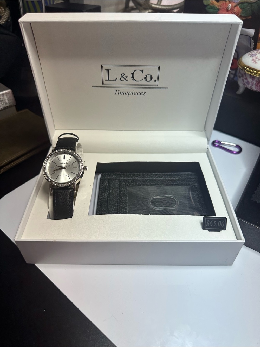Men's Silver Dial Watch with Black Leather Strap